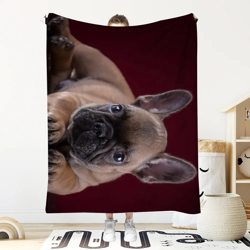 French Bulldog Upside Down Fun Pet Fleece Blanket For Playful Room Decor Soft Warm Throw Blanket Gift
