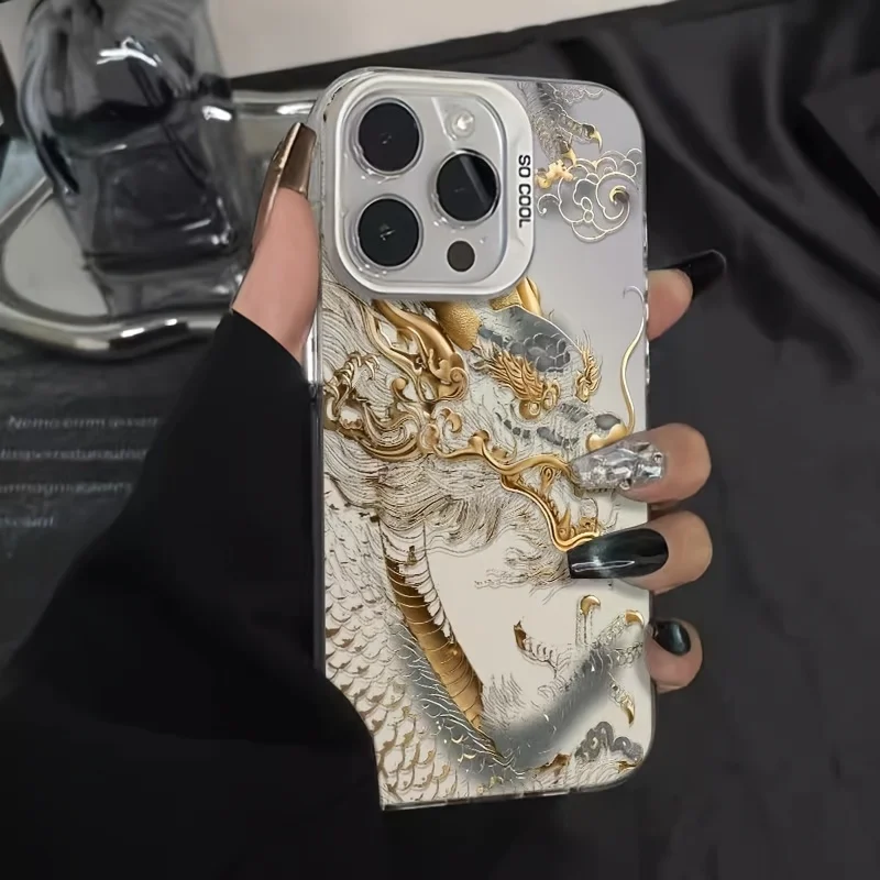 

Cool Dragon Design Matte Phone Case For iPhone 16 15 14 13 12 11 Pro Max X XS XR 7 8 Plus 16E 13 Shockproof Laser Hard PC Cover