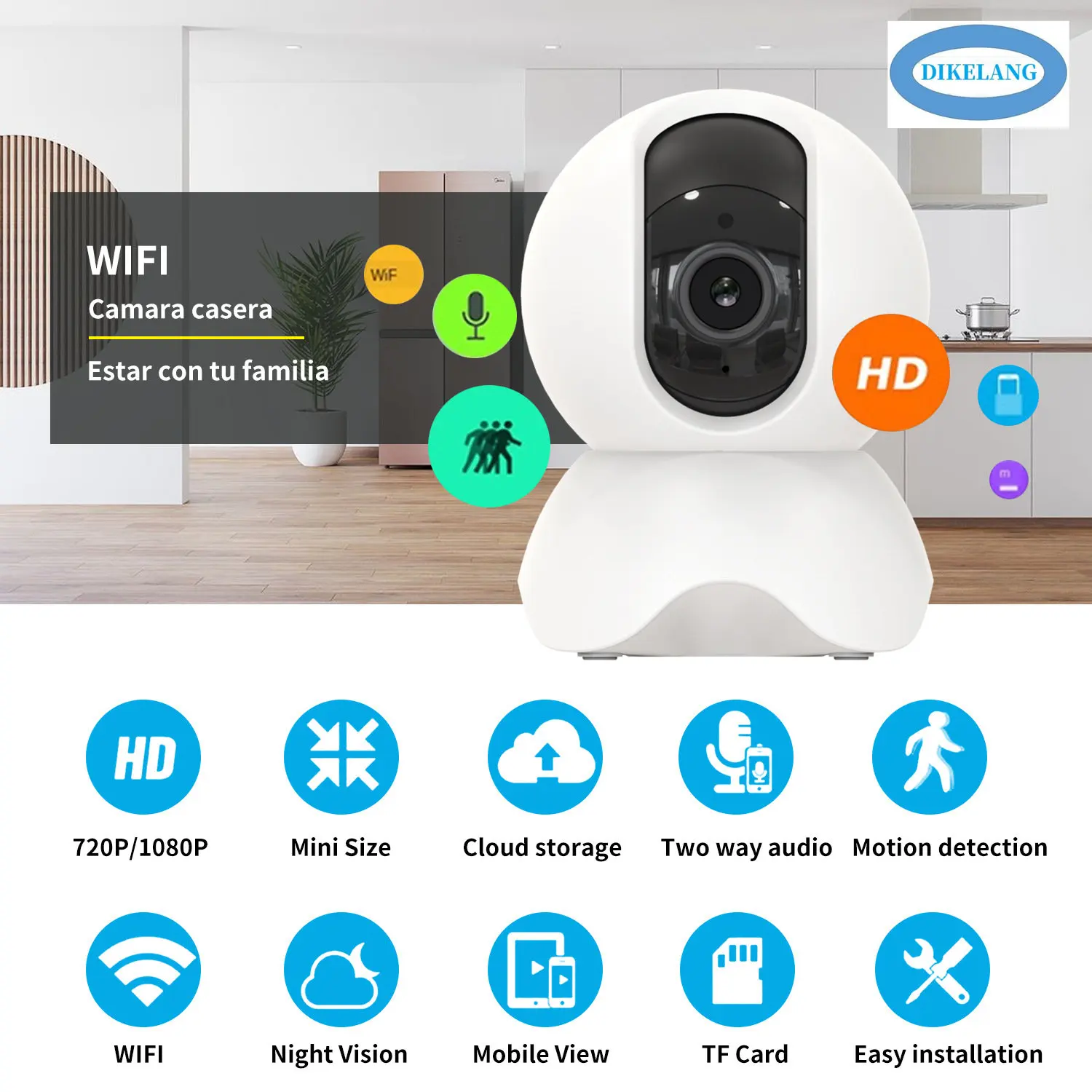 

1080P HD Wireless WiFi Security Surveillance Camera for Home with Motion Detection and Night Vision