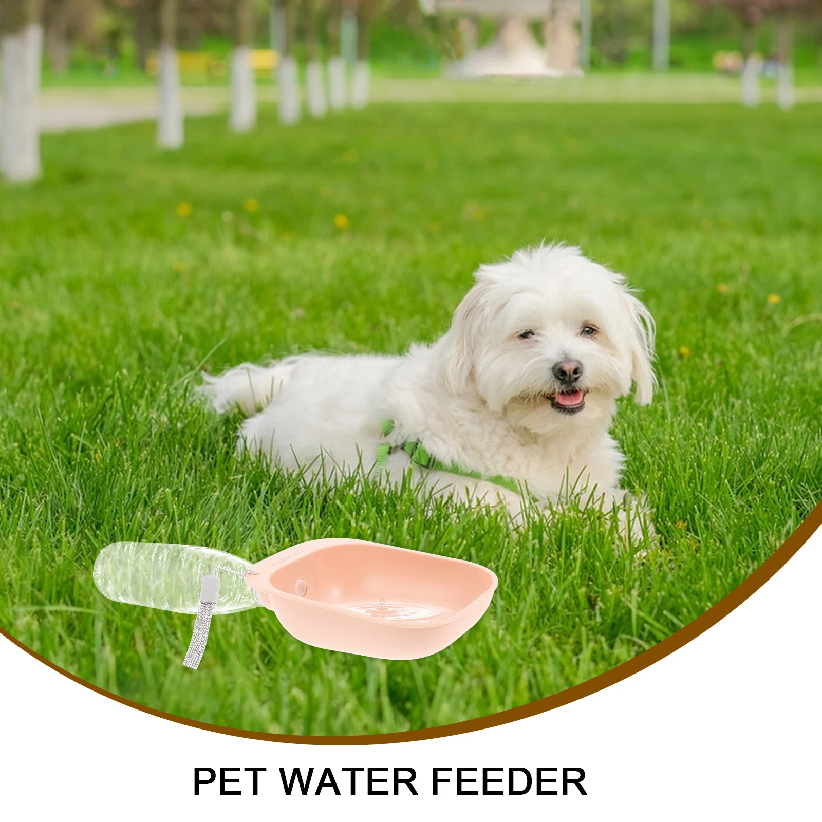 

New Pet Water Feeder Pink Portable Dog Bowl Mineral Bottle Attachment Easy Clean ABS Travel Splashproof Accessories