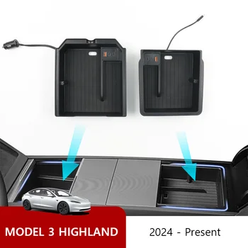 테슬라 모델 3 하이랜드 2024 콘솔 팔걸이 보관 정리함, 내부 보관함 액세서리, USB C 타입 확장 도크