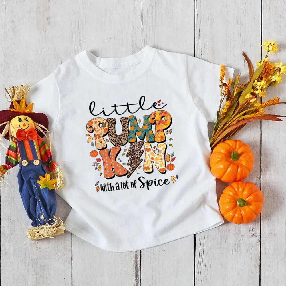 Cutest Pumpkin in The Patch Print Shirt Kids Thanksgiving Halloween Party T-shirt Boys Girls Short Sleeve Tee Child Holiday Tops