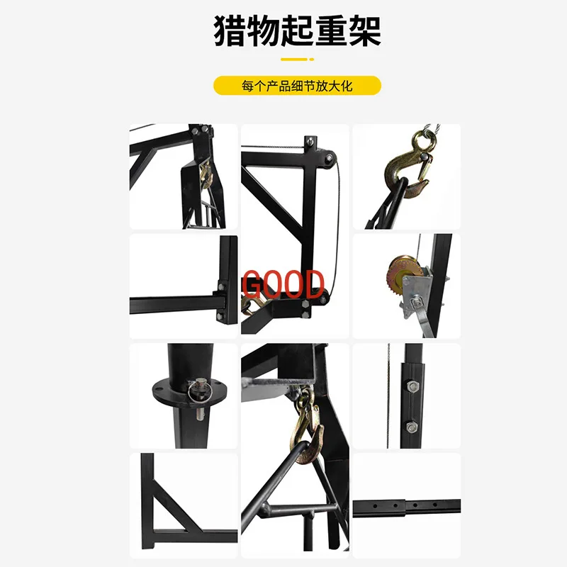 Hunting pickup truck crane truck winch deer rack