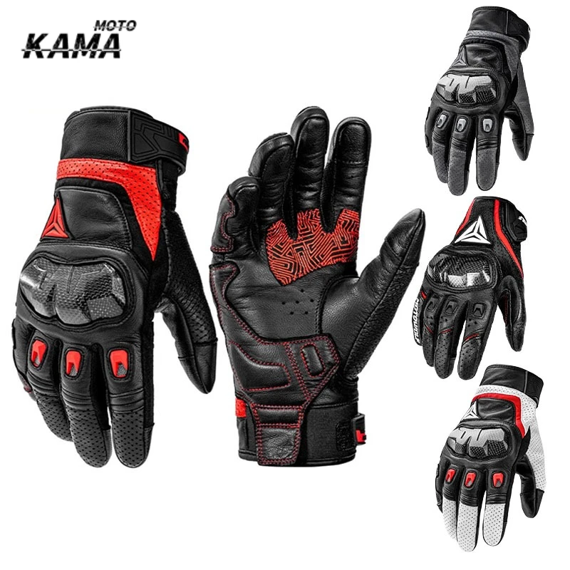 

Motorcycle Gloves Touchscreen Breathable Leather Gloves Full Finger Protective Gear Racing Pit Bike Riding Motorbike Moto Enduro