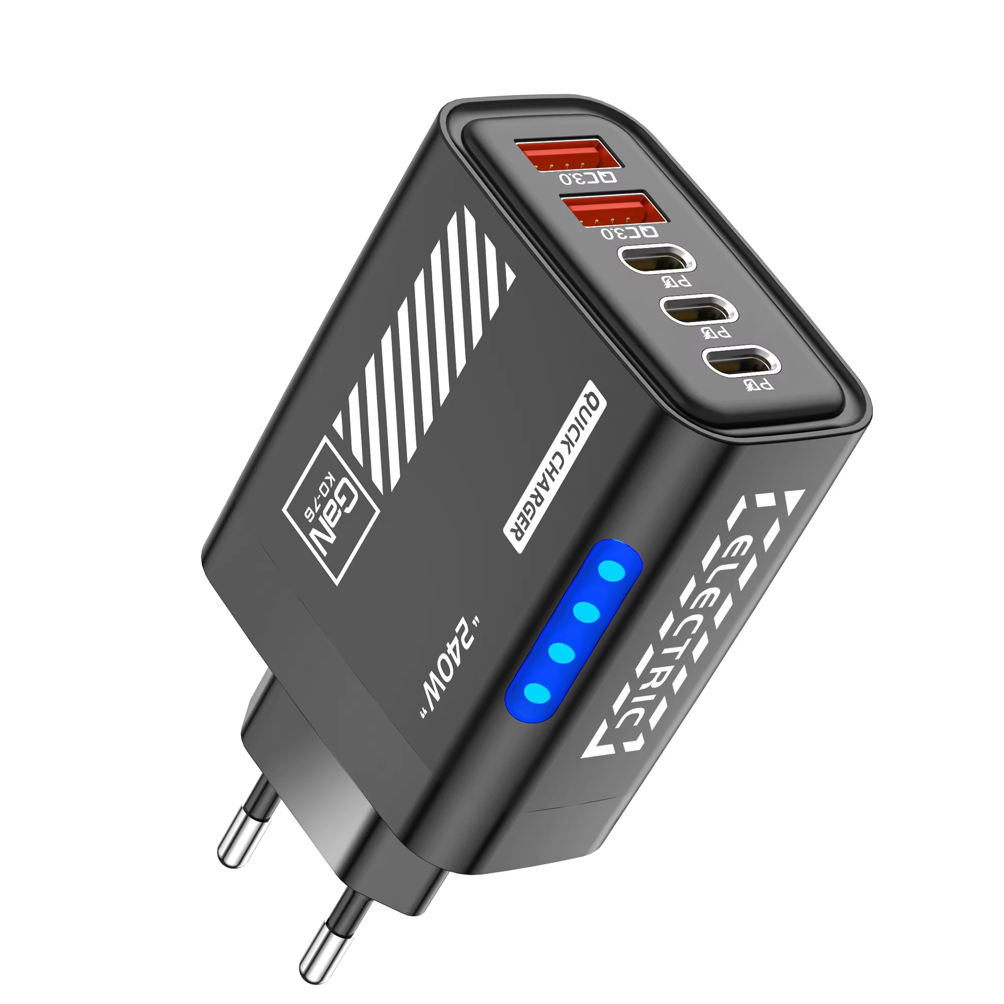 5-Port-GaN-USB-C-Ladegerät 240W PD Schnellladegerät Telefonadapter Wandladegerät für iPhone Samsung Xiaomi Huawei Schnellladestecker