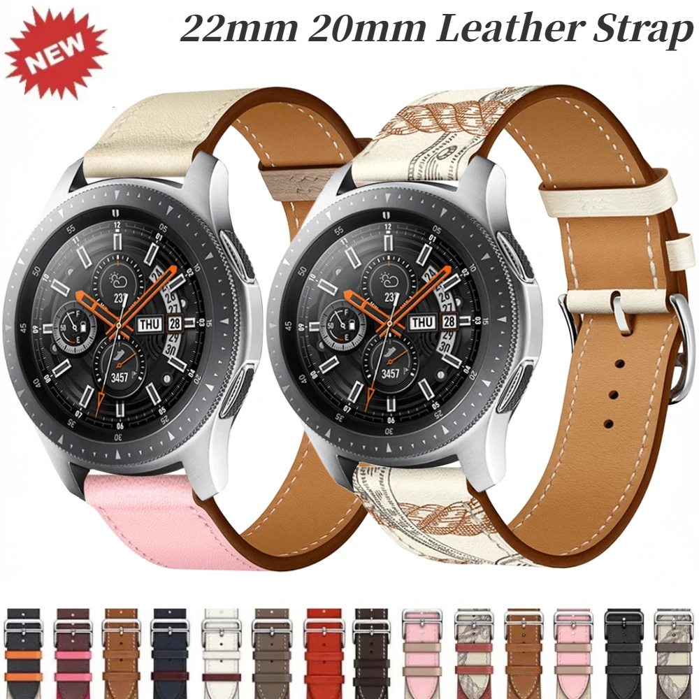 22 مللي متر 20 مللي متر حزام من الجلد لسامسونج غالاكسي 4/5/6/7 جير S3 هواوي ساعة 4/3/GT5-4 برو سوار حزام الساعات Amazfit GTR/GTS4 Correa