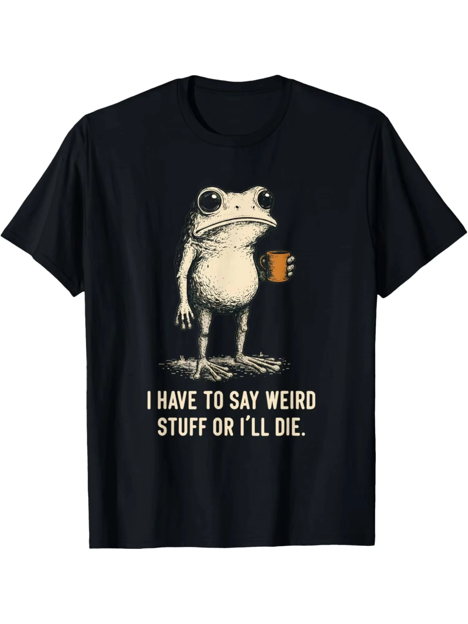 Funny Retro Animal Graphic T Shirt Men Women Short Sleeve Frog Slogan Humor Trend Premium Cotton Street Tops