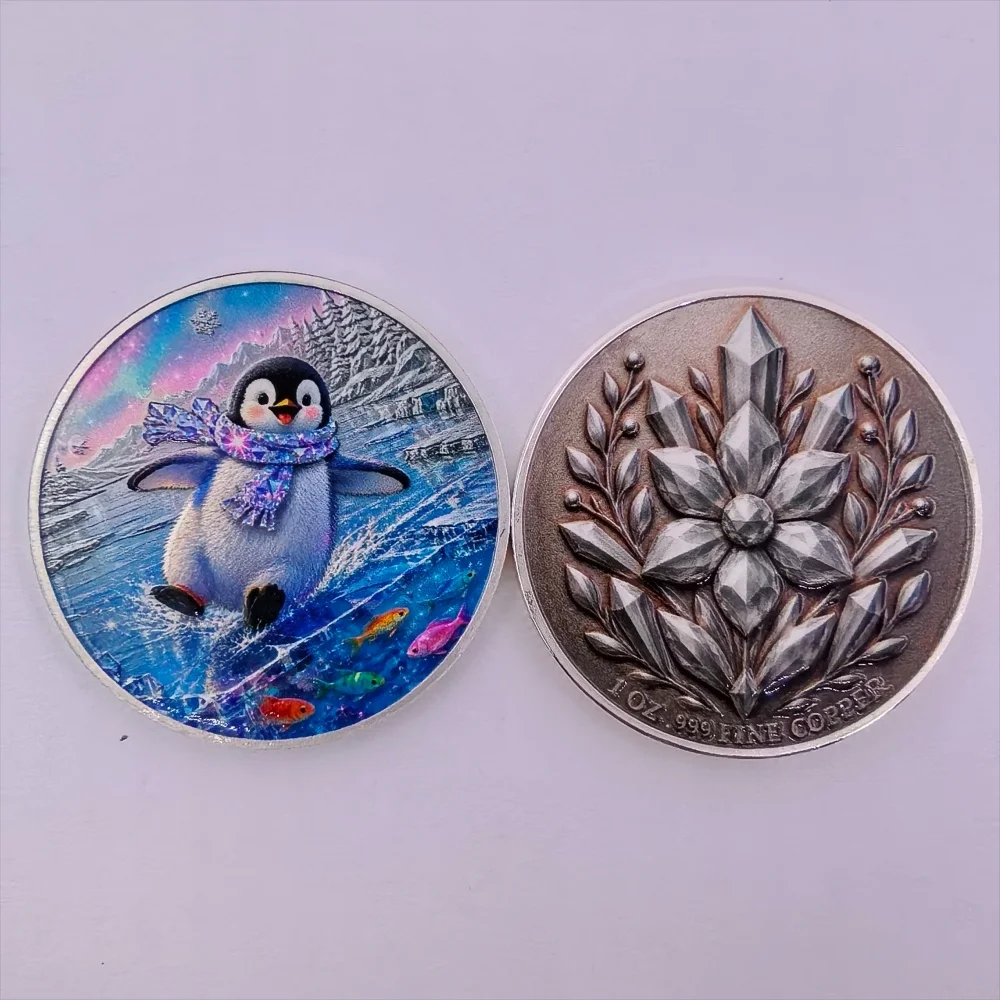 Colorized Animal .999 Copper Coin Silver Plated Commemorative Medal Panda Penguin Unicorn Horse Flamingo Tiger Collectible Coin