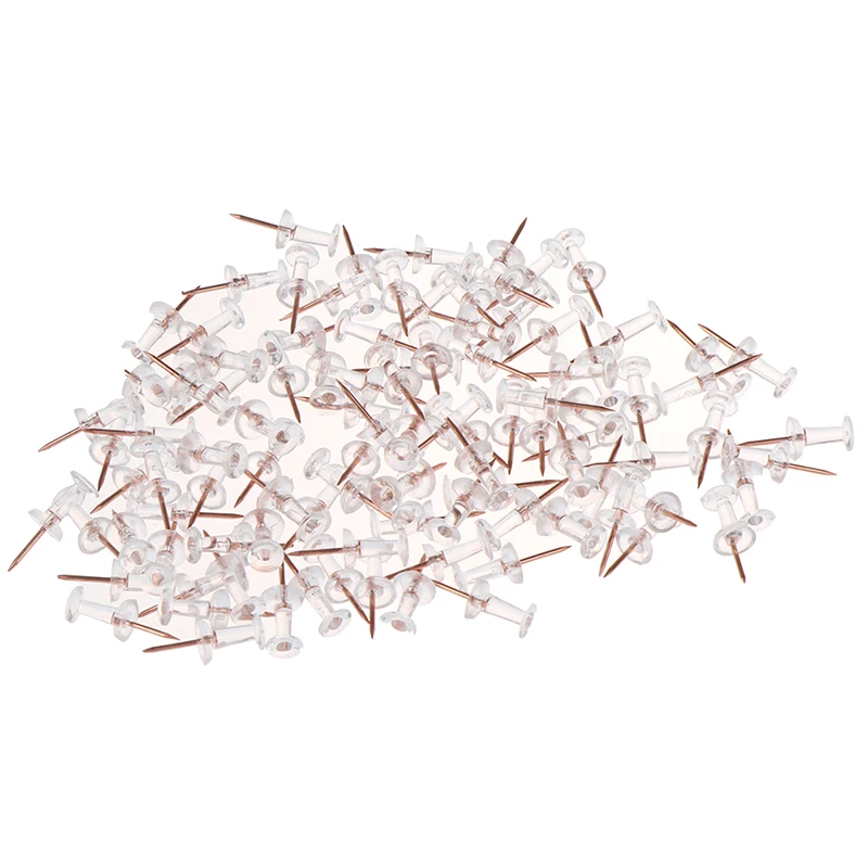 100pcs Push Pins Thumb Thumbtack Board Pins Drawing Photo Wall Studs Office School Supplies Transparent Rose Gold