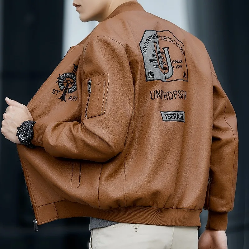 

Новая высококачественная мужская утепленная модная куртка из искусственной кожи, комфортная и теплая верхняя одежда