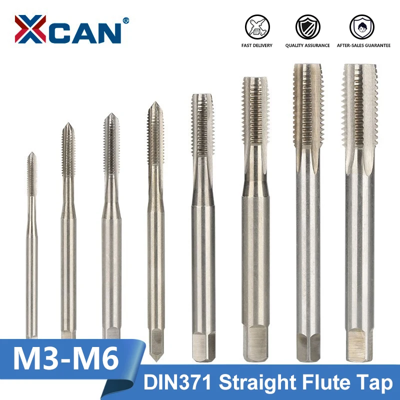 

XCAN DIN371 Machine Tap M3/M4/M5/M6 Thread Tap with Reinforced Shank Metric Screw Tap Drill Bit Threading Tool for Aluminum Iron