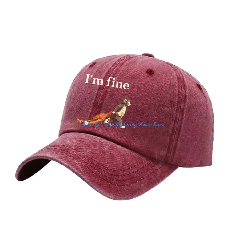 E56A Monkey Print Baseball Cap Wash Cotton Snapbacks Hat For Women Men Street Wear