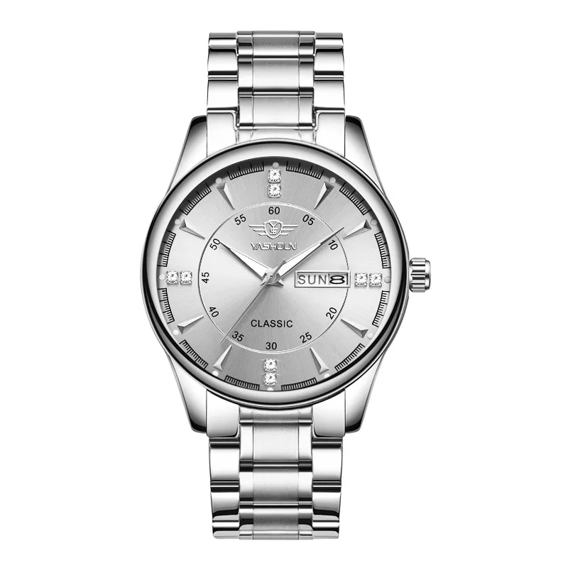 

WLISTH Business Fashion Double Calendar Quartz Watch Luminous Steel Band Waterproof Couple Watch