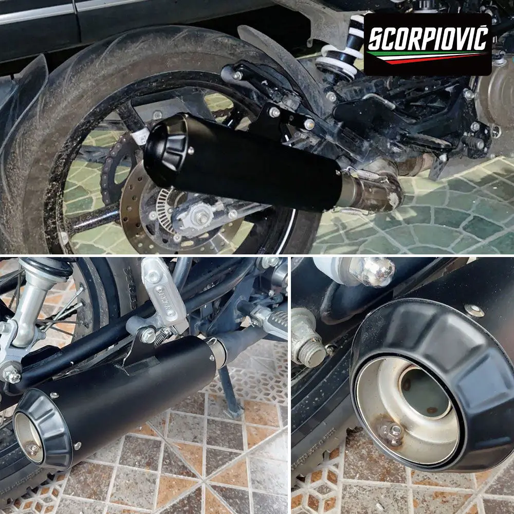 Motorcycle system slide in exhaust tailpipe muffler FOR F900XR F900 MT07 R3 Z400 ZX4R CBR GSXR NC700 MT09 K25-51MM