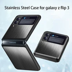 Stainless Steel Protective Case for Samsung Galaxy Z Flip 5 4 5G Flip5 Flip3 Z3 Heavy Duty Shockproof Smart Phone Cover Fundas