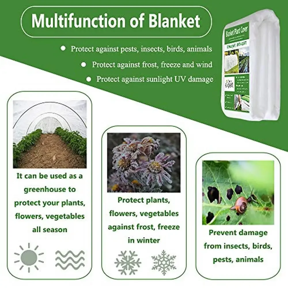 Plant Covers Freeze Protection 0.9oz Fabric Frost Cloth Blanket Vegetables Seeds Growth Sunshade Protection Garden Hoops