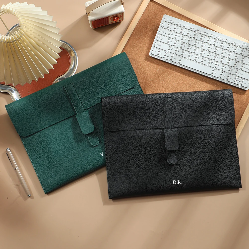 Business PU Leather A4 Document Bag Personlized Wholesale Luxury 13 Inch Laptop Bag Custom Name Office Storage Bag Folder Sleeve