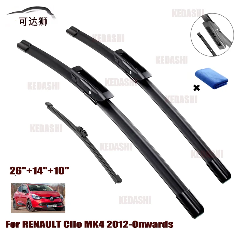 

Автомобильные передние и задние щетки стеклоочистителя для RENAULT Clio MK4 2012 2013 2014 2015, щетка для лобового стекла 26 "14" 10"