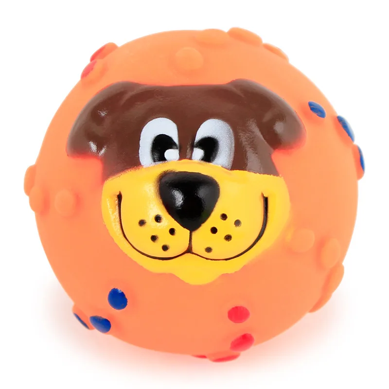 Vinyl Speaking Dog Face Ball Colorful Pet Training Toy Ball Vinyl Pet Toy Supplies