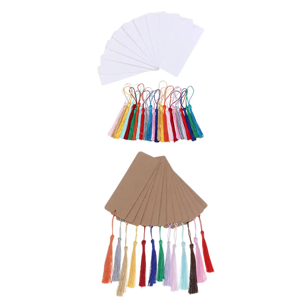 

2 Sets Bulk Blank Bookmark Kits Vintage Books Decor DIY Tassel Bookmarks Paper Craft Projects Students School Supplies