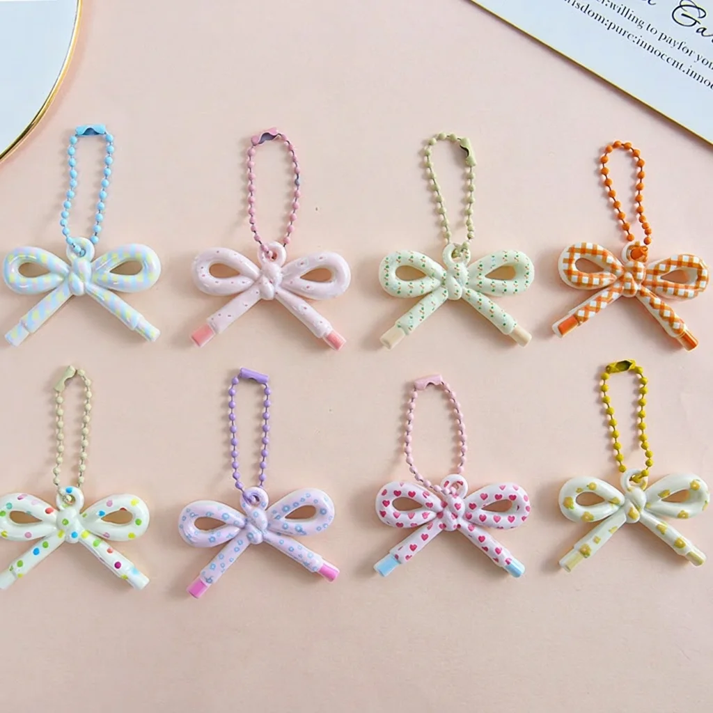Bow Charm Semi-Finished Bow Jewelry Accessory Bead Chain Decor Baked Paint Diy Jewelry Findings For Phone Cases Jewelry Pendants