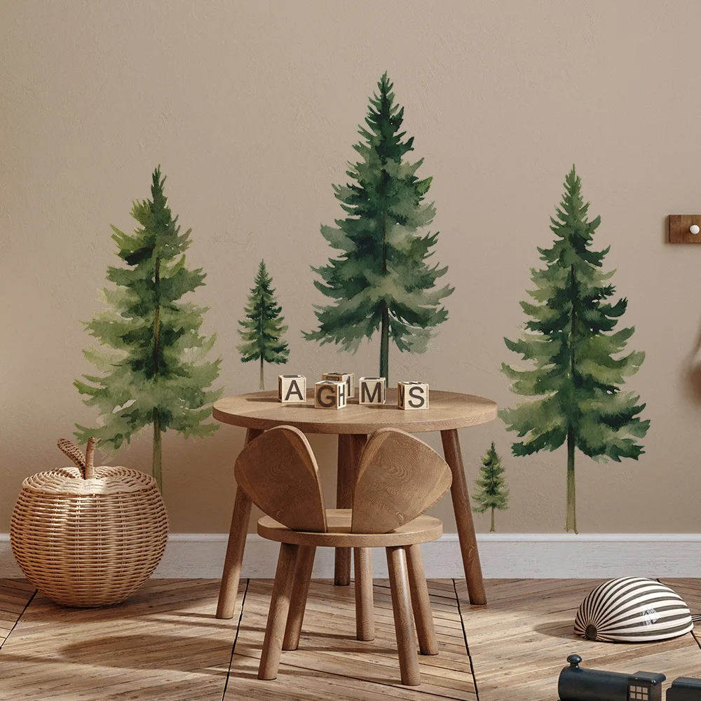 2Pcs Large Tropical Green Plant Wall Sticker Vinyl DIY Forest Trees Decals Self-adhesive for Living Room Bedroom Home Wall Decor