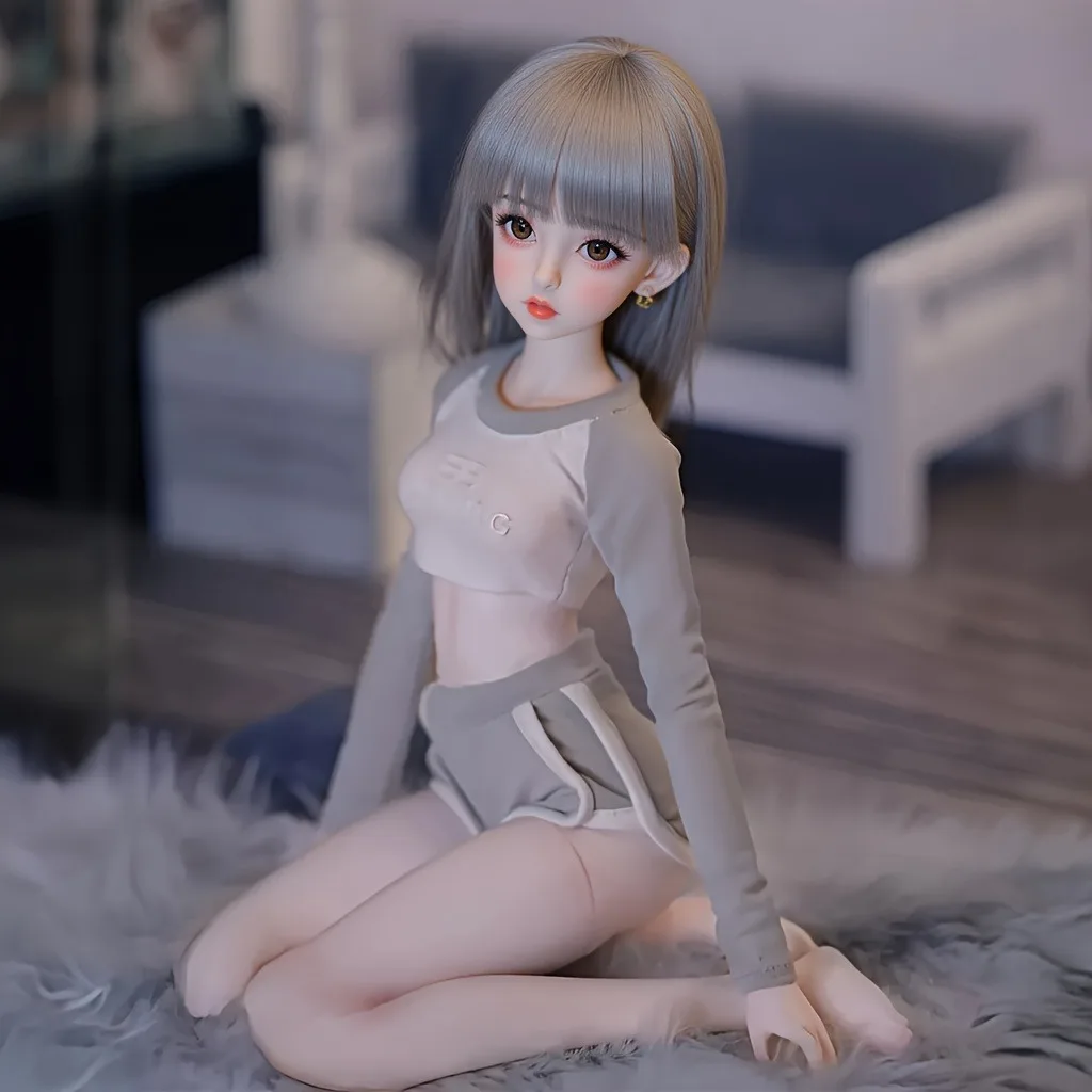 Anime-Puppe mit 68 Zentimeter, perfekte Freundin, abnehmbarer Kopf mit Perücke, verstellbarer Körper aus TPE-Material, weich (ohne Kleidung)