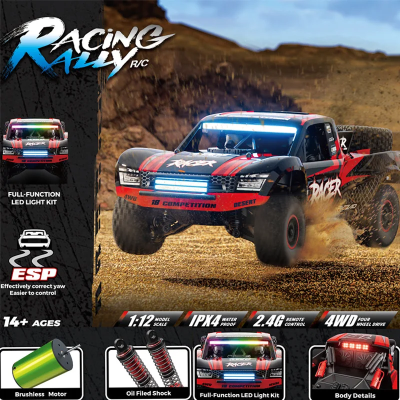 HB Rc Car HB-Rd1201 1:12 4wd Drift Short Course Truck With Led Lights, Cruise Control, Gyroscope – Rc Toy For Kids And Adults