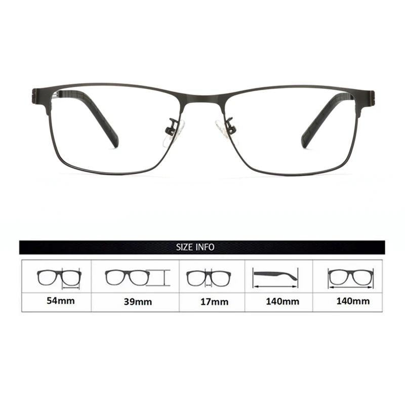 Full Frame Photochromic Reading Glasses Men Anti Blue Light Metal Business Presbyopia Optical Eyegalsses +0.75 1.5 1.75