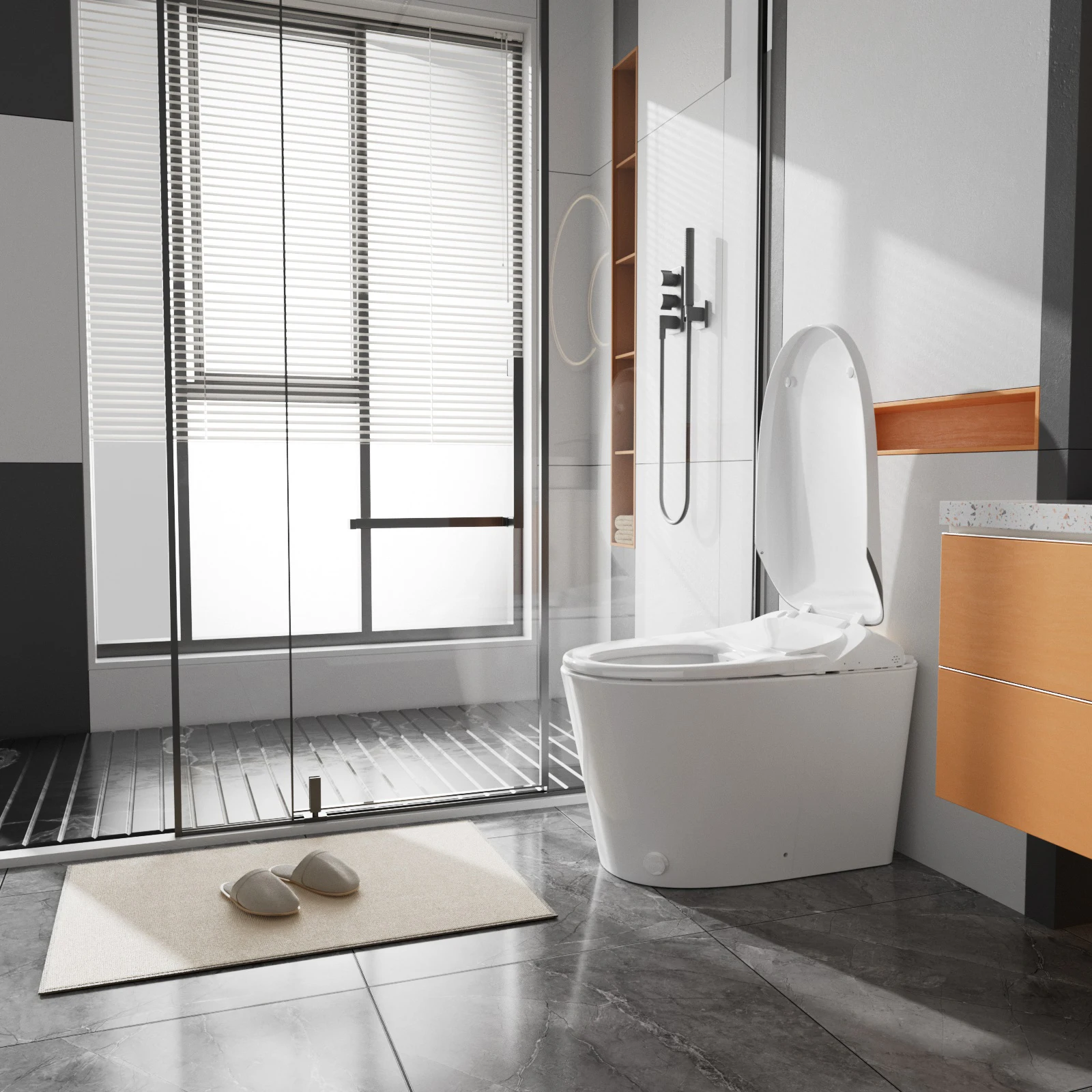 Multifunctional Elongated Smart Toilet with Fully Automatic Seat Replacement & Flush for Hotels and Homestays