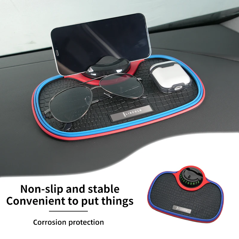 Car 360 Degree Rotating Mobile Phone Holder Non-Slip Mat Dashboard Storage Mat For Lincoln MKZ MKX Aviator Navigator Continental