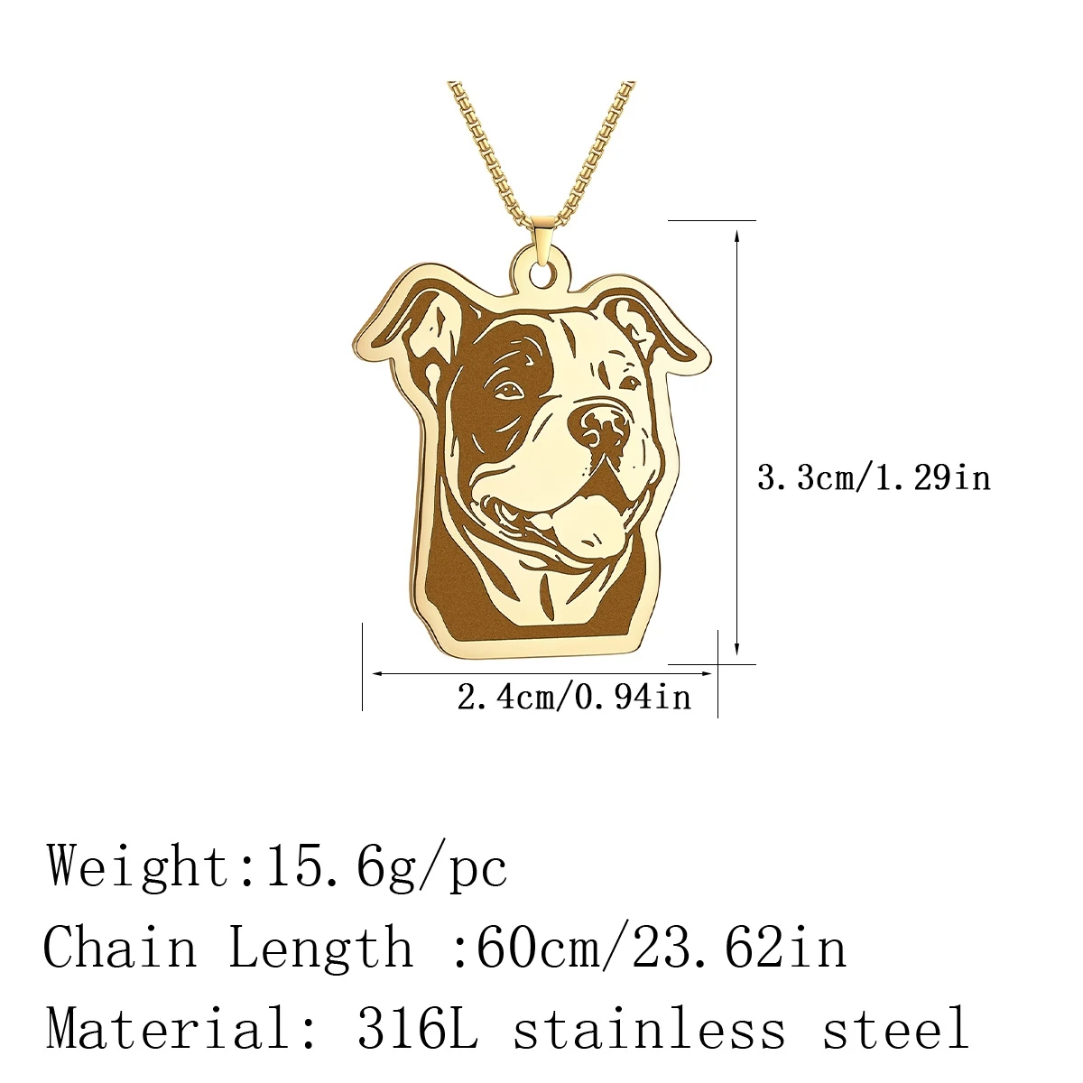 Kinitial Stainless Steel American Bully Pendant Necklace For Women Vintage Jewelry Dog Animal Pet Lover Charm Necklaces Gift