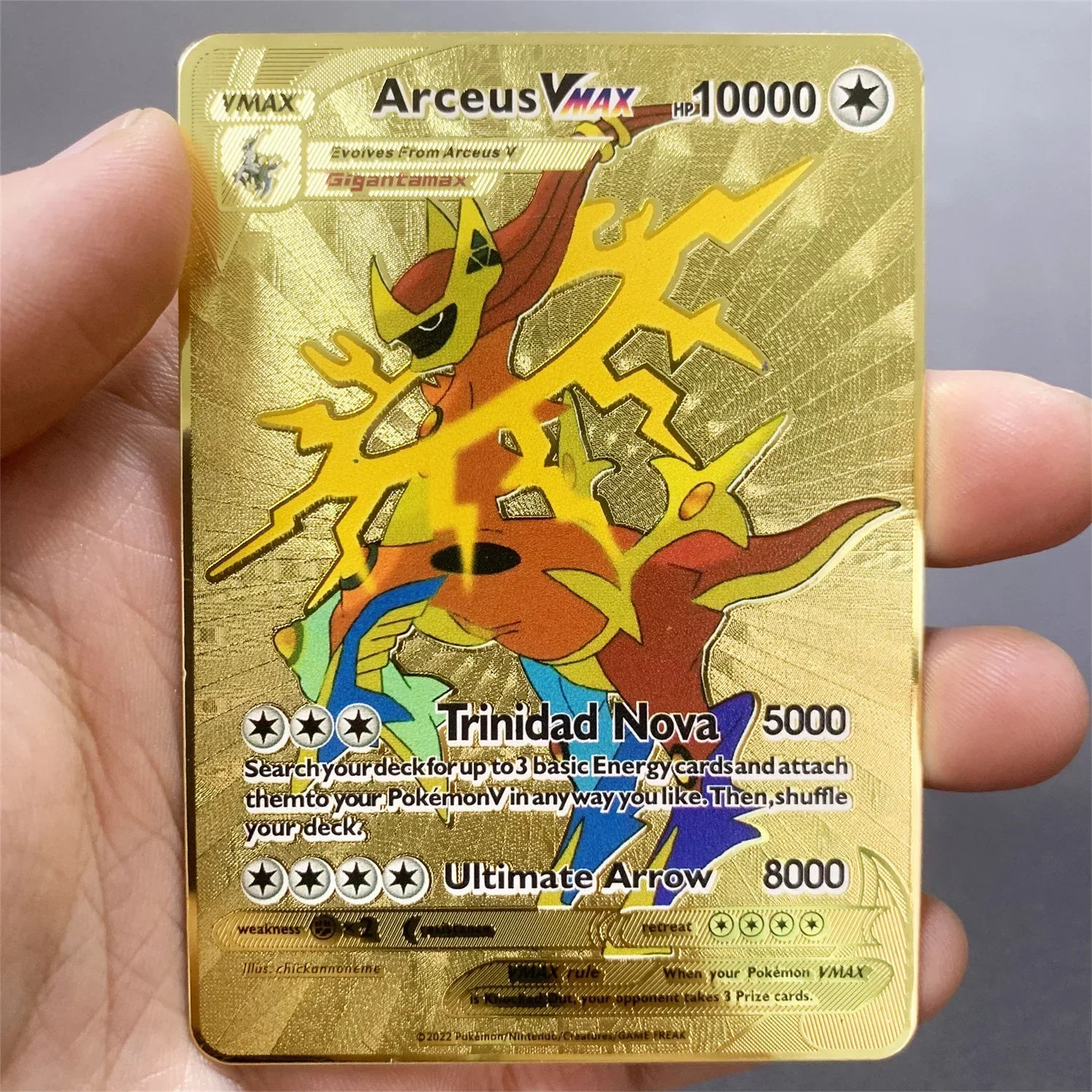 Cartes en métal Pokémon Arc192.Vmax, carte Pikachu Charizard, édition rare limitée dorée, collection de jeux, cadeau pour enfants, 10000 points,