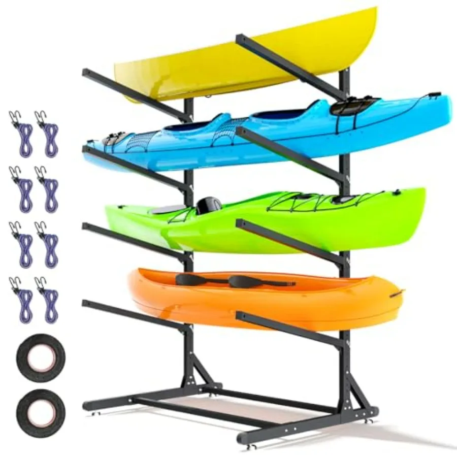 

Garage kayak storage rack, heavy-duty steel, black, adjustable stand holds up to 400 lbs for kayaks, paddleboards, and surfboar