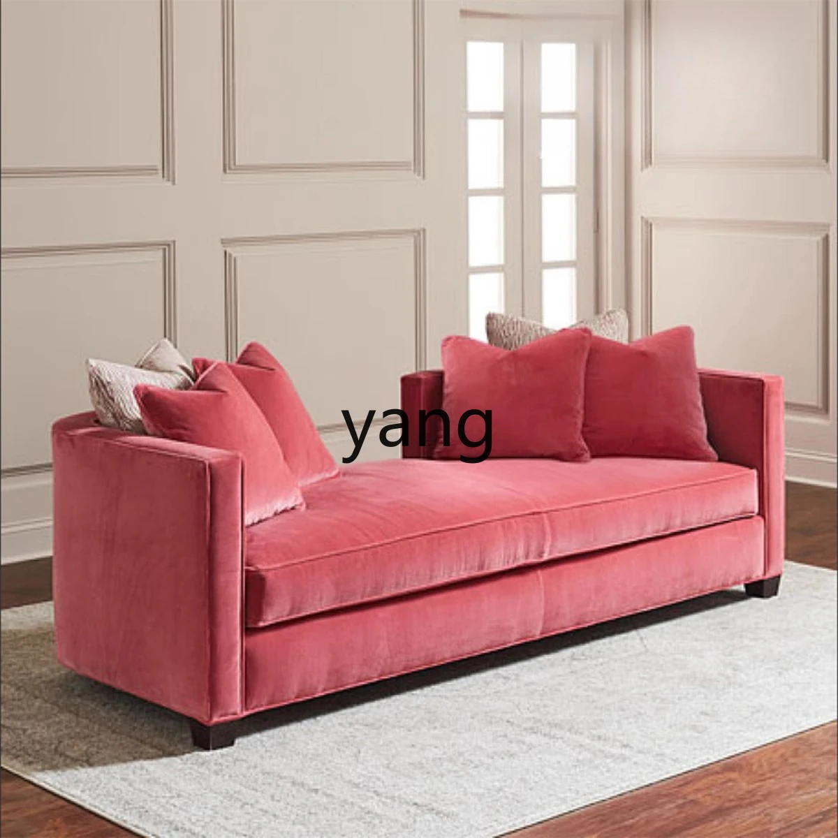 LTT， Nordic Pink Velvet Bedroom Bench Small Sofa Cloakroom Fitting Stool
