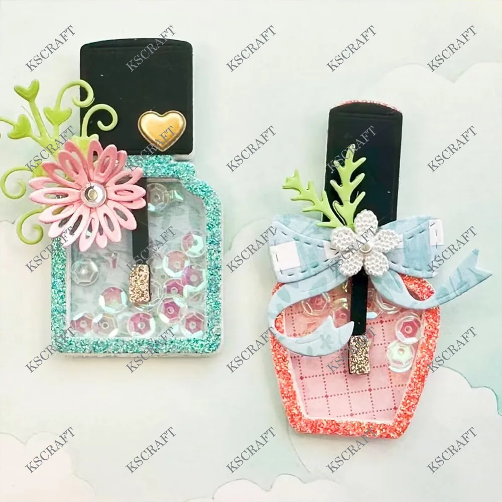 KSCRAFT Cute Nail Polish Bottle Shakers Cutting Dies Stencils for DIY Scrapbooking Decorative Embossing DIY Paper Cards