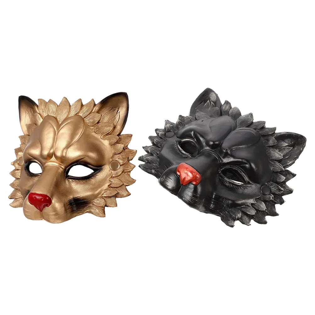 

Lion Mask Pcs Adult Kids Men Women PU Foam Halloween Cosplay Masquerade Fox Masks For Women Half Fox Wolf Kitsune