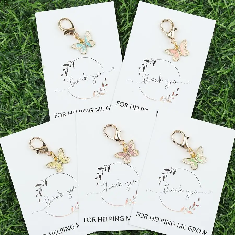 1/5/10/20/50/100pcs s/s Mini Butterfly Keychains with 