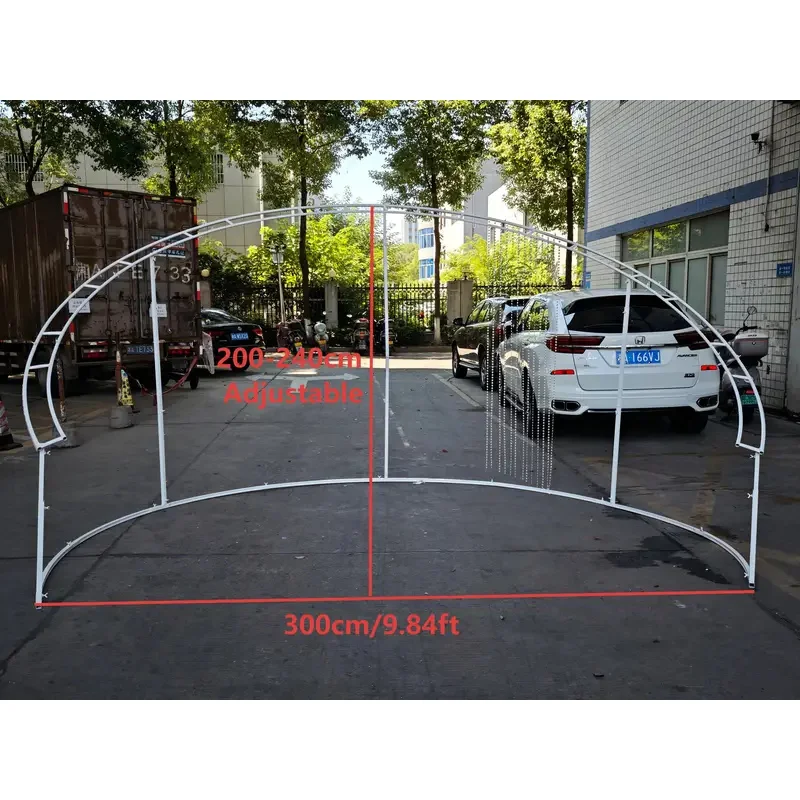 

2-2.4m adjustable height wedding arch outdoor curved double ring stage background stand flower stand,with 150pcs octagonal beads