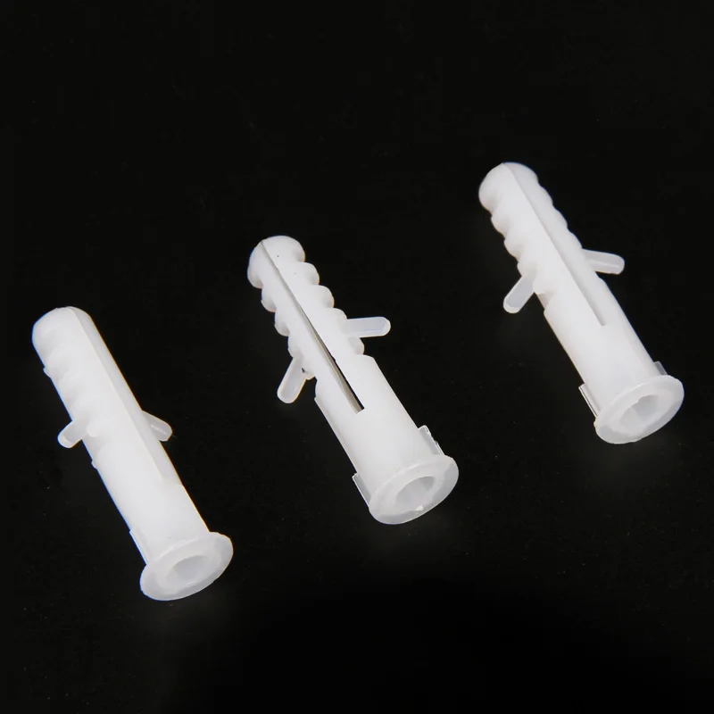 プラスチックウォールブラケットのセット,1000/500/250ピース,6 m8 m10 m12,プラスチック,アンカー付き,日曜大工用の白いウォールプラグ