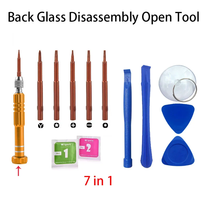 Juego de herramientas de apertura para carcasa trasera y tornillos para Samsung, iPhone, Xiaomi, Huawei, herramientas de reparación de pegamento para cubierta trasera de vidrio 4