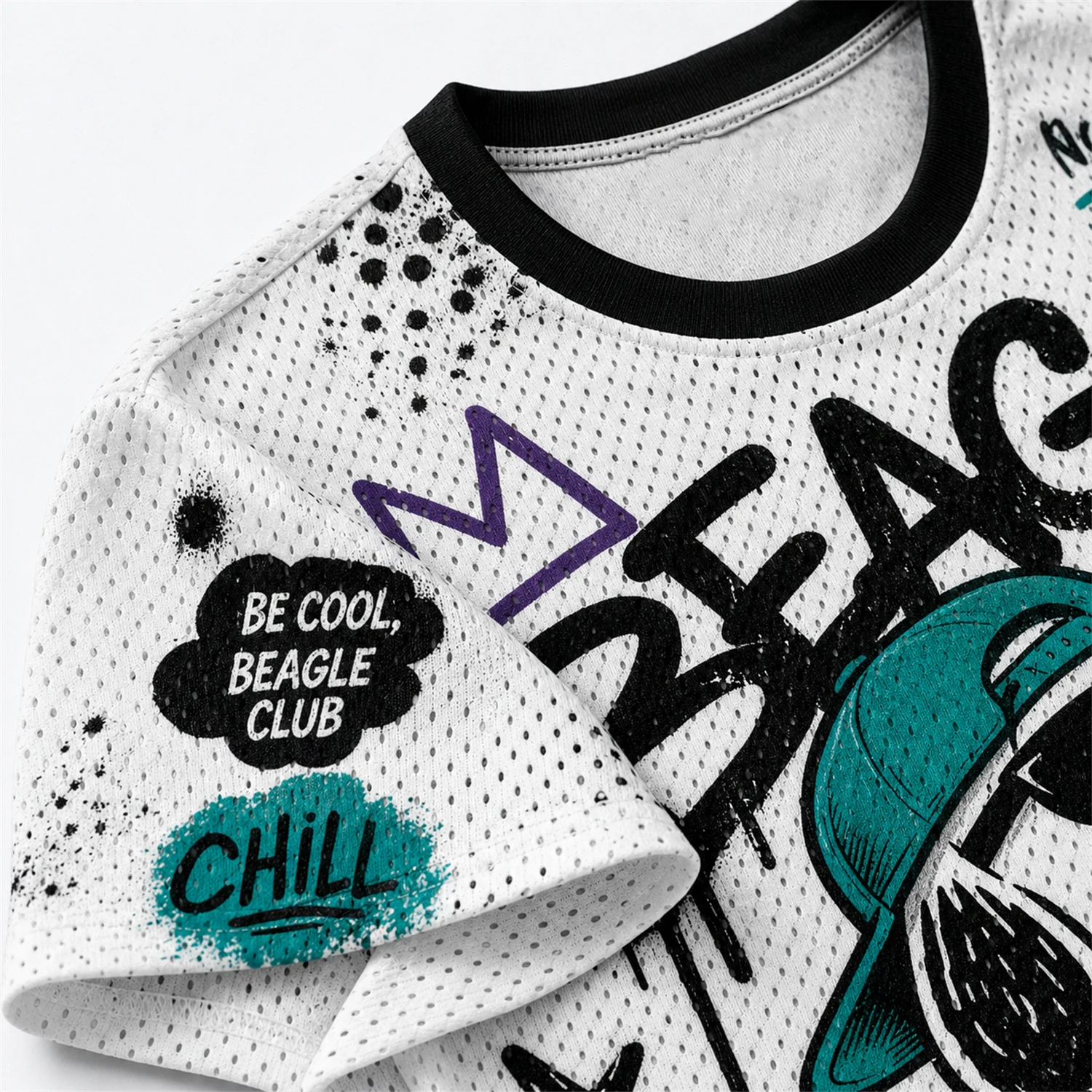 Skate Snoopy Graffiti Mesh T-shirt Shorts Set Kids Quick Dry Breathable Summer 2 Piece Casual Sports Outfit - view 5
