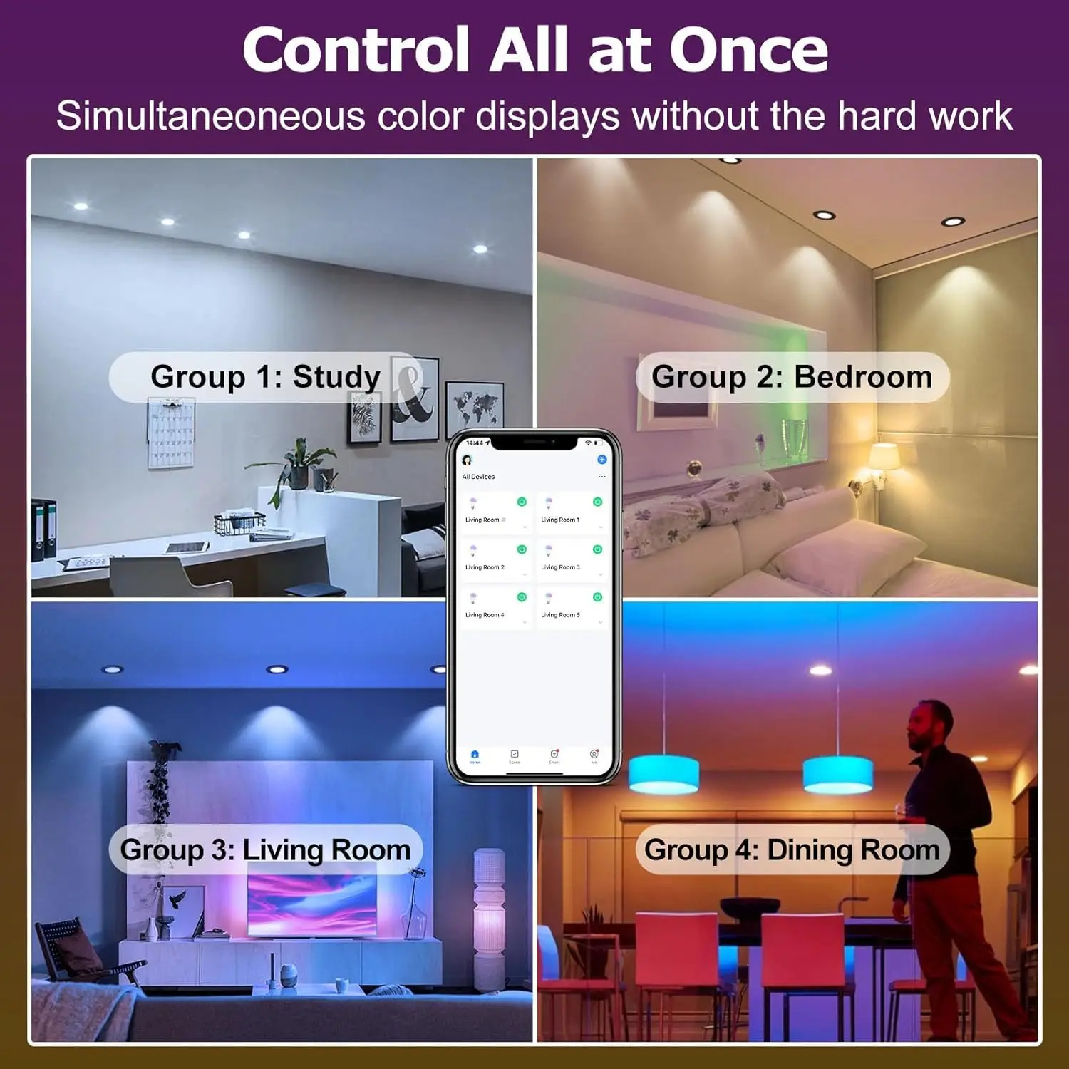 WiFi voice LED downlight APP remote control embedded smart home seven colour changing ceiling spotlight