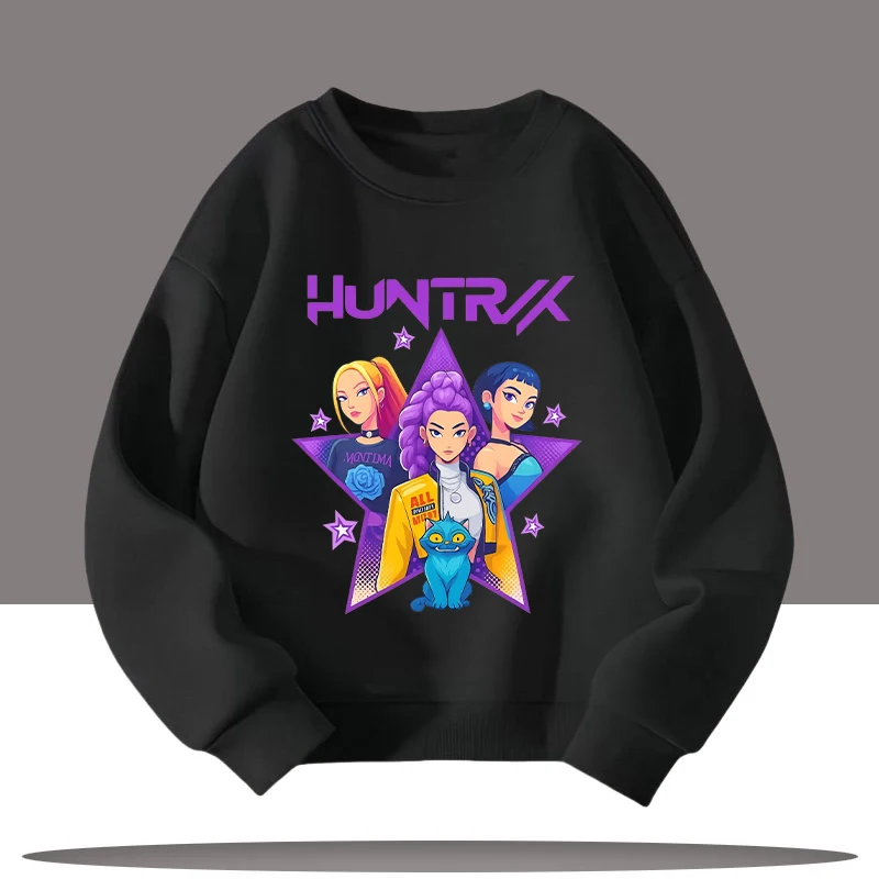 

Children's Clothing K-pop Demon Hunters Cartoon Print 3-12 Year Old New Style Kids Round-neck Sport Shirt Cute Girl Casual Top