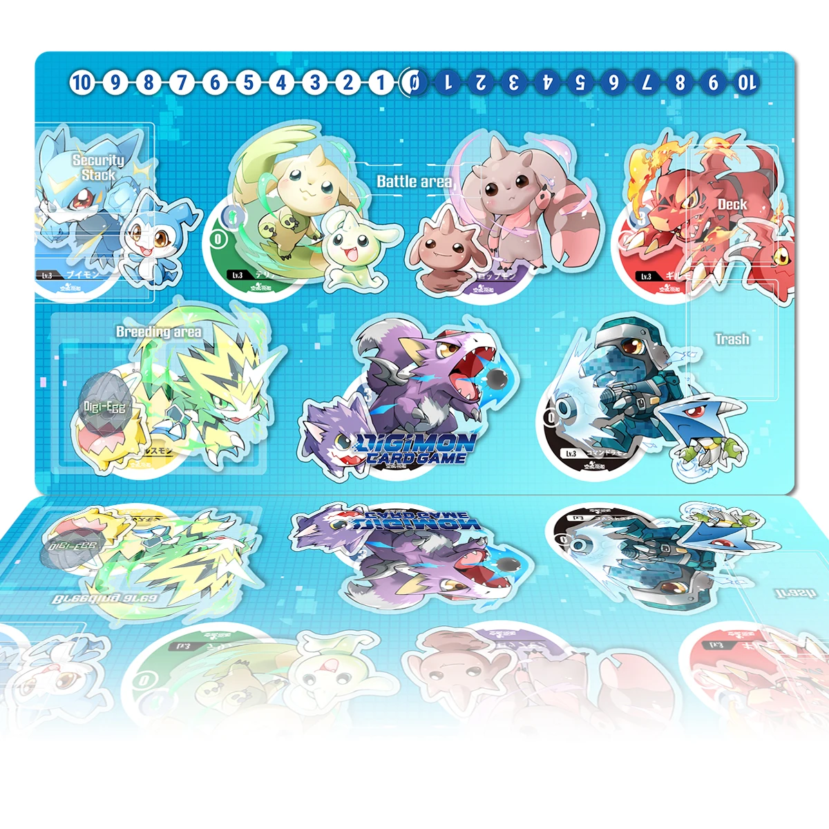 

Digimon Playmat Terriermon Lopmon Veemon DTCG CCG Board Game Trading Card Game Mat Anime Mouse Pad Rubber Desk Mat Zone Free Bag