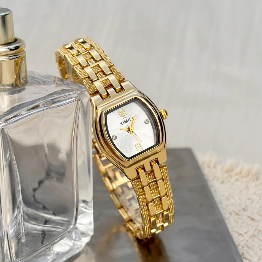 Barrel-Shaped Case Alloy Band Classic Refined Daily Women's Watch