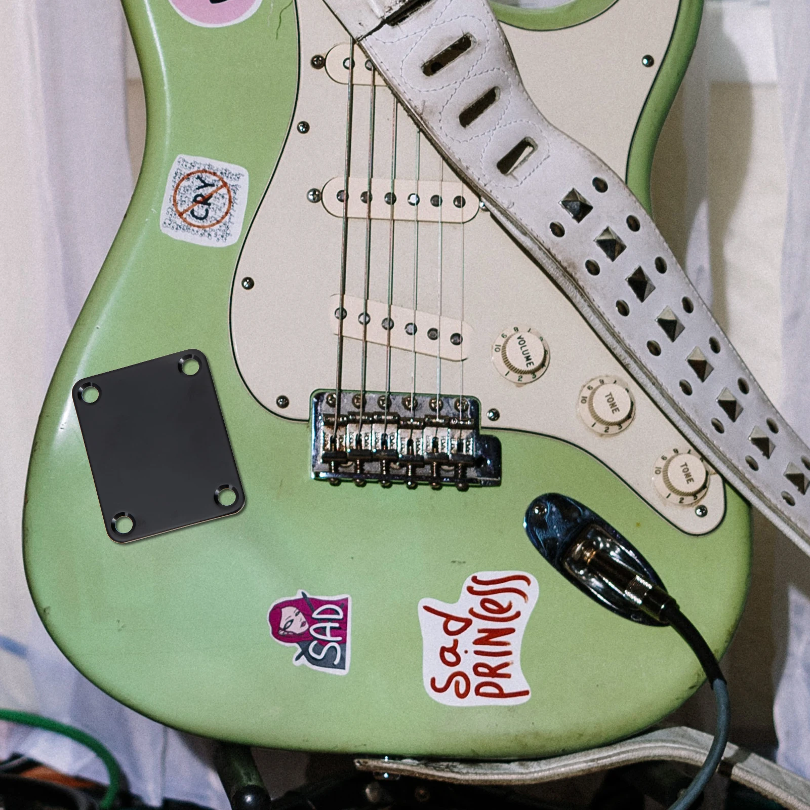 

4Sets Electric Guitar Neck Plates Replacement Stainless Steel Neck Joint Mounting Plates Bass Guitar Parts Accessories