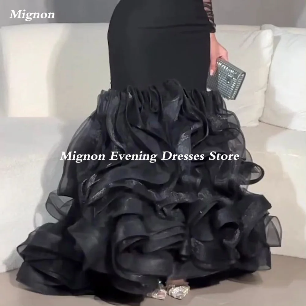 فستان حفلة موسيقية من Mignon-Satin على شكل حرف a مكشوف الكتف للنساء ، فستان سهرة أنيق ، كشكش بطول الأرض ، رسمي وأنيق ، 2023