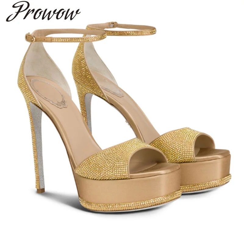 

Европейские и американские босоножки на высоком каблуке на платформе с свадебным ремешком, женские туфли на тонком каблуке со стразами, Zapatos mujer