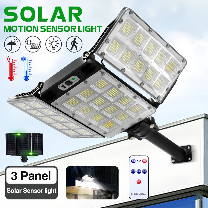 NEW Solar Street Lights Outdoor Wireless Solar Security Wall Lamp Motion Sensor With 3 Modes Adjustable Wide Lighting For Garden